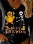 Halloween Women's T-Shirt Graphic Elegant Casual Long Sleeve V-Neck Regular Top