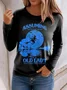 Halloween Women's T-Shirt Graphic Elegant Casual Long Sleeve Crew Neck Regular Top