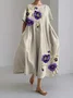 Cotton Crew Neck Casual Dress With No