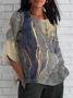 Women's Shirt Marble Daily Casual 3/4 Sleeve Round Neck Regular Top