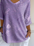 Women's Alzheimer's Disease Floral Print V-Neck T-Shirt