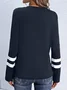 Women's T Shirt Casual Print Long Sleeve Regular Tops Crew Neck Daily Navy Blue Spring Fall