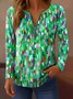 Women's Gradient Color Abstract Pattern T-Shirt Elegant Retro Fashion Long Sleeve V-Neck Regular Fit Top Spring Autumn