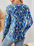Women's Gradient Color Abstract Pattern T-Shirt Elegant Retro Fashion Long Sleeve V-Neck Regular Fit Top Spring Autumn