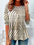 Crew Neck Cotton Vintage Plaid T-Shirt