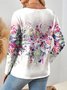 Women's Gradient Color Abstract Pattern T-Shirt Elegant Vintage Long Sleeve V-Neck Regular Fit Top Spring Autumn