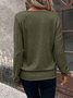 Women's Long Sleeve T-shirt Spring/Fall Army Green Plain Split Joint Crew Neck Daily Going Out Vintage Top
