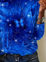 Women's Long Sleeve T-shirt Spring/Fall Blue Abstract Printing Jersey Crew Neck Daily Going Out Casual Top