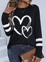 Women's T Shirt Casual Print Long Sleeve Regular Tops Crew Neck Daily Navy Blue Spring Fall