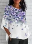 Women's Shirt Floral Gradient Daily Casual 3/4 Sleeve Round Neck Regular Top