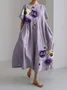 Cotton Crew Neck Casual Dress With No