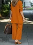 Women's Split Joint Plain Commuting Going Out Matching Outfit Caramel Street Spring/Fall Multi-Piece Set Matching Set