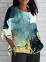 Women's Shirt Marble Daily Casual 3/4 Sleeve Round Neck Regular Top