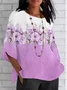 Women's Shirt Floral Gradient Daily Casual 3/4 Sleeve Round Neck Regular Top