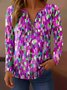 Women's Gradient Color Abstract Pattern T-Shirt Elegant Retro Fashion Long Sleeve V-Neck Regular Fit Top Spring Autumn