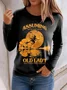 Halloween Women's T-Shirt Graphic Elegant Casual Long Sleeve Crew Neck Regular Top