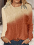 Women's Long Sleeve T-shirt Spring/Fall Green Ombre Printing Jersey Crew Neck Daily Going Out Casual Top