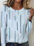 Women's Everyday Graphic T-shirt Elegant Retro Round Neck Long Sleeve Top Spring and Autumn