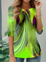 Women's Everyday Graphic T-shirt Elegant Retro Round Neck Long Sleeve Top Spring and Autumn