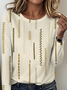 Women's Everyday Graphic T-shirt Elegant Retro Round Neck Long Sleeve Top Spring and Autumn