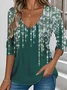 Women's Party Pattern T-Shirt Elegant Retro V-Neck Long-Sleeved Top For Daily Spring And Autumn