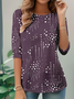 Women's Everyday Graphic T-shirt Elegant Retro Round Neck Long Sleeve Top Spring and Autumn