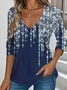 Women's Party Pattern T-Shirt Elegant Retro V-Neck Long-Sleeved Top For Daily Spring And Autumn