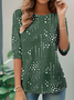 Women's Everyday Graphic T-shirt Elegant Retro Round Neck Long Sleeve Top Spring and Autumn