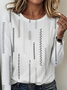 Women's Everyday Graphic T-shirt Elegant Retro Round Neck Long Sleeve Top Spring and Autumn