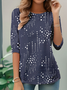 Women's Everyday Graphic T-shirt Elegant Retro Round Neck Long Sleeve Top Spring and Autumn