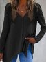 Women's Long Sleeve T-shirt Spring/Fall White Split Joint V Neck Daily Going Out Vintage Top
