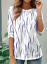 Women's Everyday Graphic T-shirt Elegant Retro Round Neck Long Sleeve Top Spring and Autumn