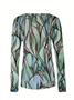 Women's Long Sleeve T-shirt Spring/Fall Green Abstract Printing Jersey V Neck Daily Going Out Casual Top