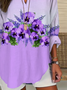 Women's Alzheimer's Floral Print Casual V-Neck Long Sleeve Shirt
