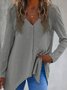 Women's Long Sleeve T-shirt Spring/Fall White Split Joint V Neck Daily Going Out Vintage Top