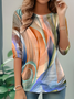 Women's Everyday Graphic T-shirt Elegant Retro Round Neck Long Sleeve Top Spring and Autumn