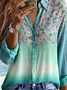 Women's Floral Gradient Pattern Shirt Elegant Long Sleeve Spring and Autumn Tops