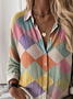 Women's Plaid Pattern Shirt Elegant Retro Long Sleeve Spring and Autumn Tops