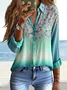 Women's Floral Gradient Pattern Shirt Elegant Long Sleeve Spring and Autumn Tops