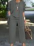 Women's Split Joint Plain Commuting Going Out Matching Outfit Black Casual Spring/Fall Multi-Piece Set Matching Set