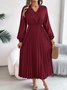 Casual V Neck Cotton Dress With No