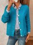 Simple Crew Neck Plain Cardigan