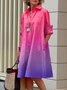 Women's Simple Pattern Shirtdress Elegant Printed Midi Dress