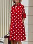 Women's Simple Pattern Shirtdress Elegant Printed Midi Dress