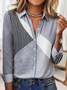 Women's Striped Pattern Shirt Retro Elegant Spring And Autumn Style Daily Casual Top