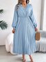 Casual V Neck Cotton Dress With No