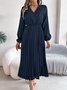 Casual V Neck Cotton Dress With No