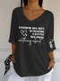 Women's V-neck Letter Print Casual Top