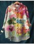Women's Long Sleeve Shirt Spring/Fall Color1 Plain Split Joint Lotus Leaf Collar Daily Going Out Casual Top