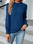 Women's Long Sleeve T-shirt Spring/Fall Pink Plain Split Joint Cotton Crew Neck Balloon Sleeve Daily Going Out Vintage Top